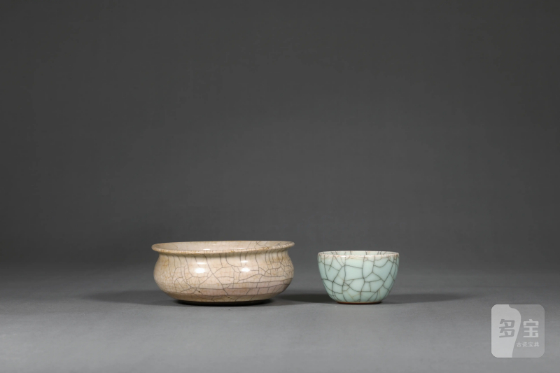 清 仿官釉茶圆、仿哥釉香炉